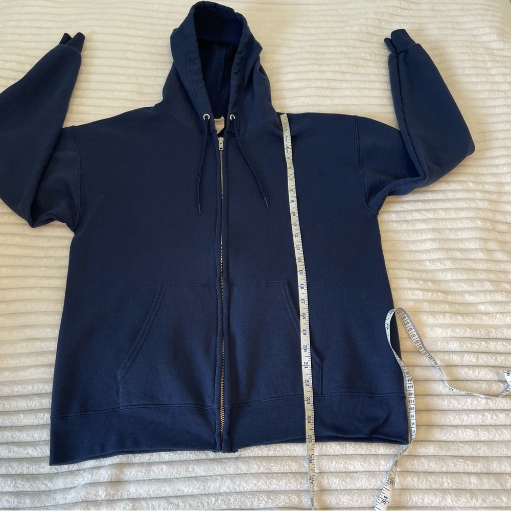 Hanes Eco Smart Navy Blue Men's Medium Zip Up Hoodie Jacket Classic Lightweight - Picture 11 of 13